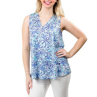 V-Neck sleeveless top in Blue Multi Starfish