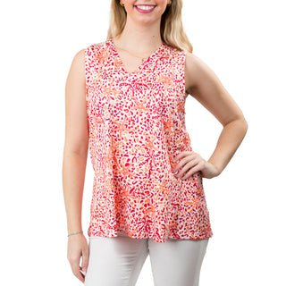 V-Neck sleeveless top in Red and Orange Starfish