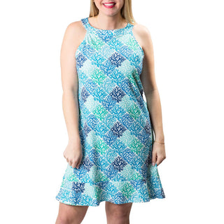 A-line dress in Blue Coral