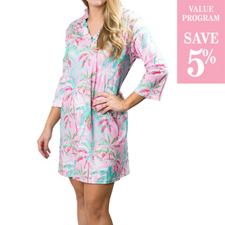 Printed Peyton Dress Program: Pink Palm Trees - Spring 2024