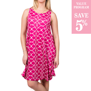 hot pink trellis swing dress sold in size assortment