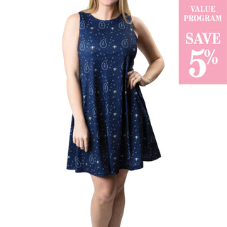 navy bandana swing dress sold in size assortment