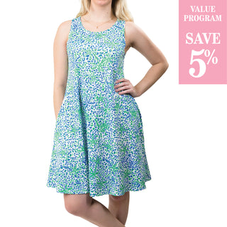 Green and Blue Starfish swing dress sold in size assortment