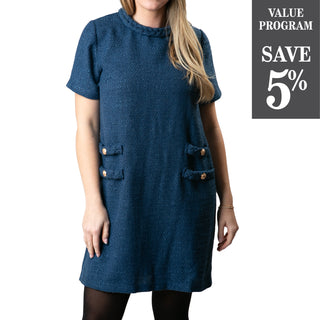 Classic dress with button detail in Blue