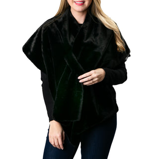 Faux fur keyhole wrap in black