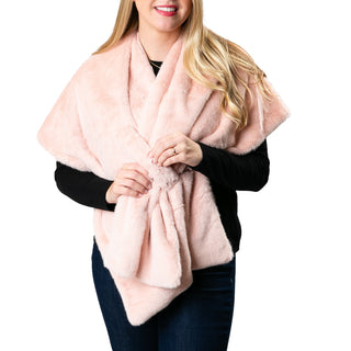 Faux fur keyhole wrap in blush pink