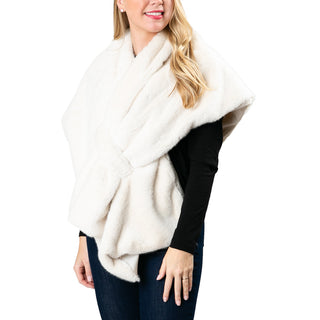 Faux fur keyhole wrap in white