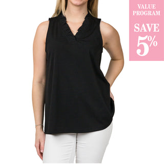 black tank top sold in size assortment