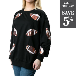 Black sweatshirt with sequin footballs