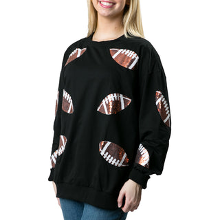 Black sweatshirt with sequined footballs 