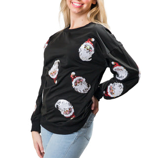 black santa faces sweatshirt