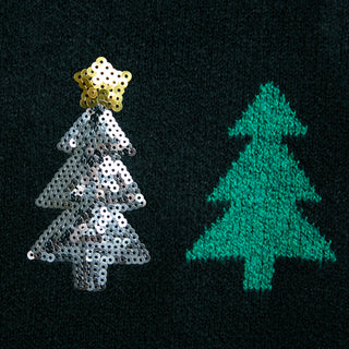 Black sweater with silver sequin tree