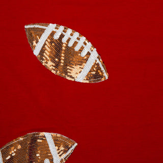 Crimson sweatshirt with sequined footballs 