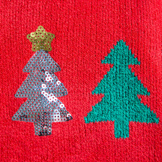 Red sweater with silver sequin tree 