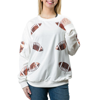 White Sweatshirt with sequined footballs