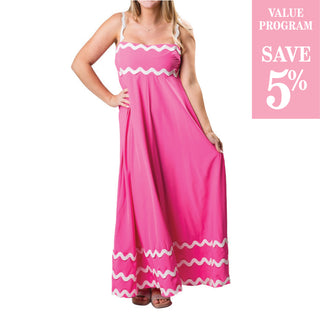 pink with white rickrack maxi dress sold in size assortment