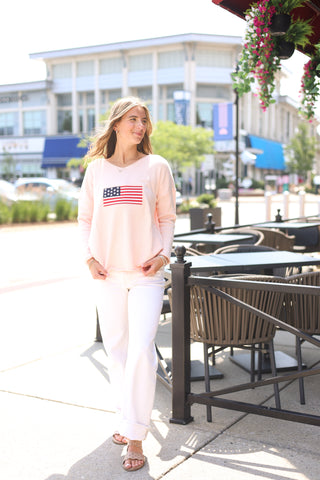 Liberty Sweater Light Pink with Flag Patch Program - Spring 2026