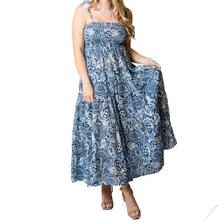 Blue Paisley Tiered Maxi Dress