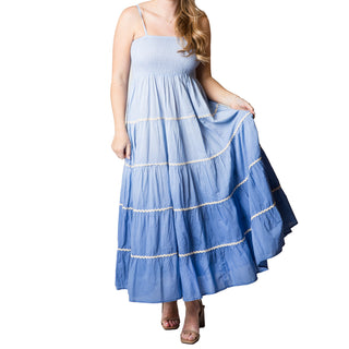 Blue Ombre Tiered Maxi Dress
