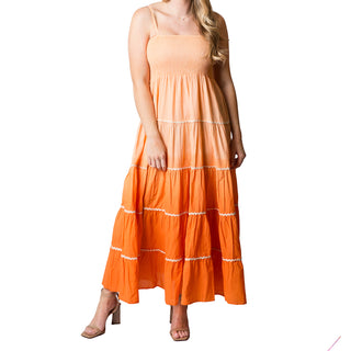 Orange Ombre Tiered Maxi Dress