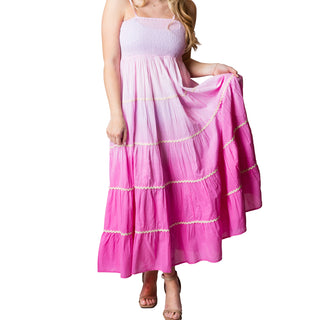 Pink Ombre Tiered Maxi Dress