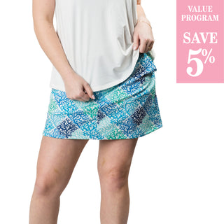 Blue coral skort sold in size assortment