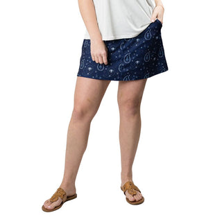 Navy bandana print skort