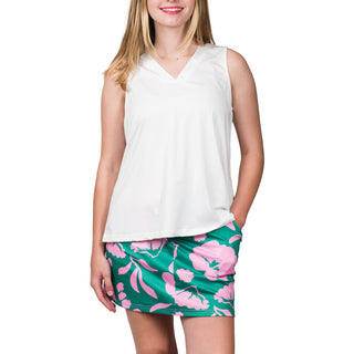 pink and green cosmo long skort