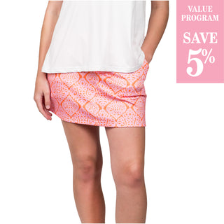 pink and orange damask skort sold in size assortment