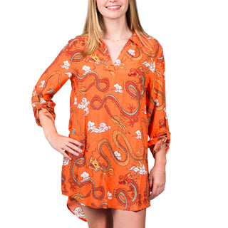 Orange dragon  tunic dress