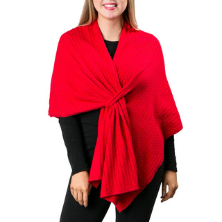 Cable Knit Keyhole Wrap in Red