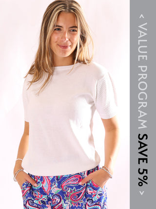 Bea Short Sleeve Sweater With Metallic Thread Cream Program - Spring 2026