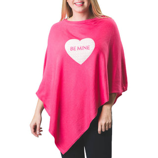Pink Poncho with embroidered BE MINE in a white embroidered heart
