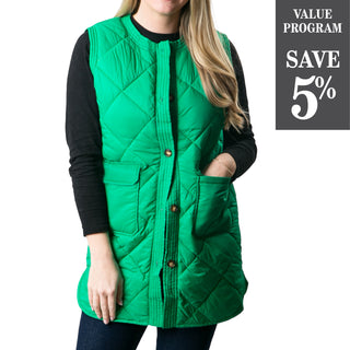 Long vest with pockets in green