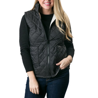 Black reversible vest with zipper and pockets