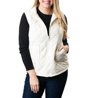 Cream  reversible vest with zipper and pockets