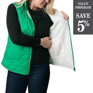 Reversible vest with pockets in green