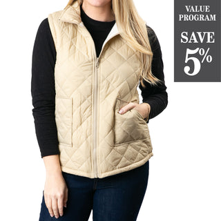 Reversible vest in Khaki with pockets and front zipper