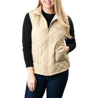 Khaki  reversible vest with zipper and pockets