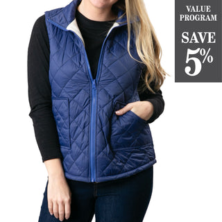 Navy reversible vest with zipper and pockets