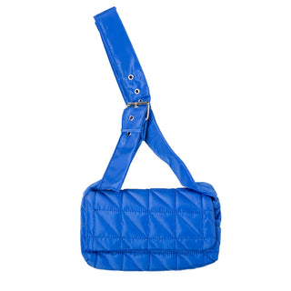 Blue quilted shoulder bag