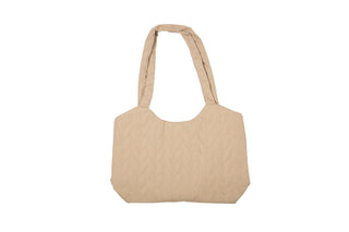 Quilted bag with snap closure in Tan