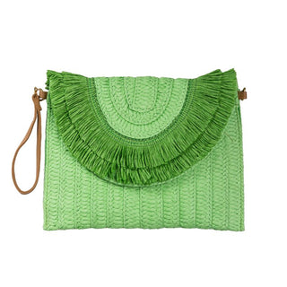 Light Green fringe clutch with strap