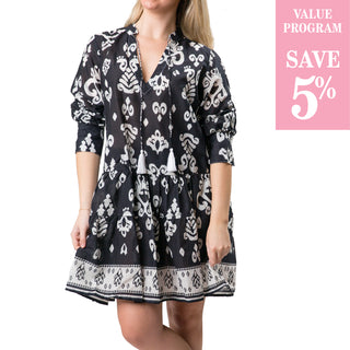 Black and White Paisley tiered dress