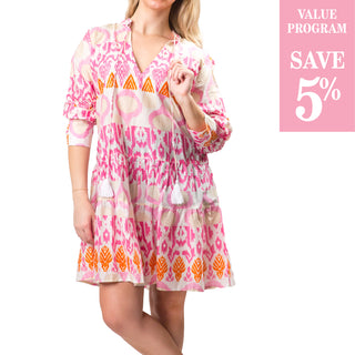 orange cream and pink tunic dress sold in size assortment