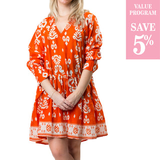 orange with with paisley dress sold in size assortment