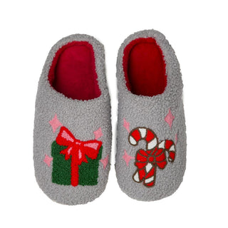 Holiday themed slip on slippers