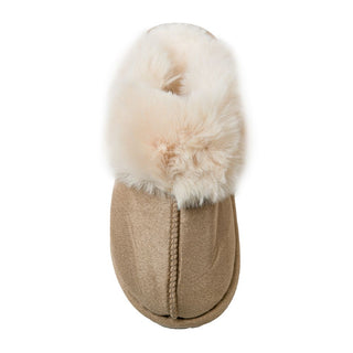 Taupe slipper with faux fur