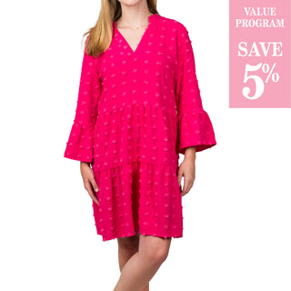 hot pink swiss dot dress sold in size assortment