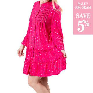 hot pink dress with gold flecks sold in size assortment